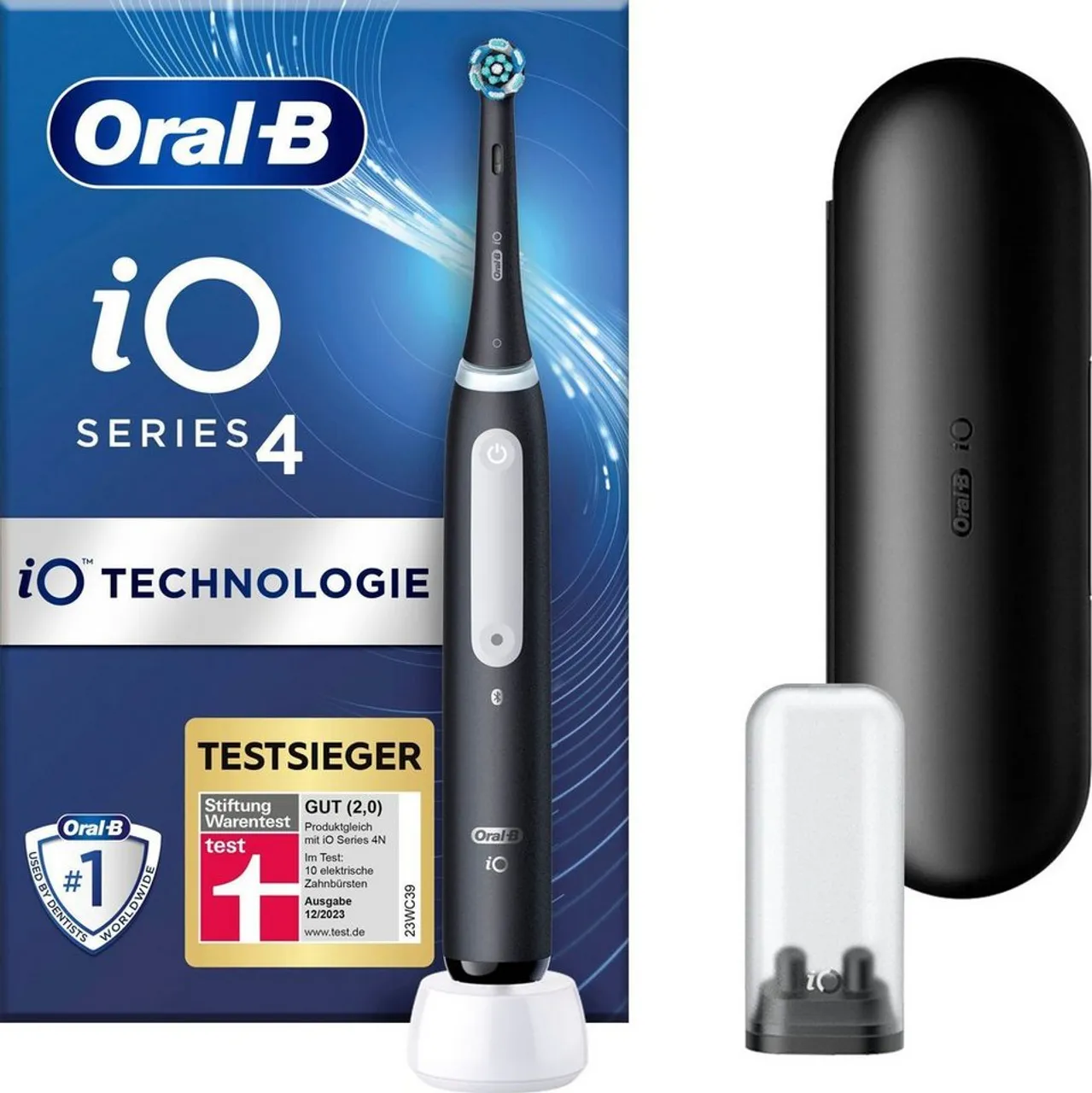 Oral-B Elektrische Zahnbürste iO 4, Aufsteckbürsten: 1 St., mit Magnet-Technologie, 4 Putzmodi, Reiseetui