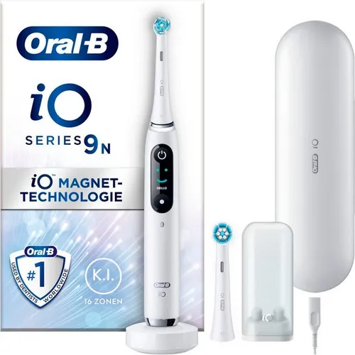 Oral-B Elektrische Zahnbürste iO 9, Aufsteckbürsten: 2 St., mit Magnet-Technologie, 7 Putzmodi, Farbdisplay & Lade-Reiseetui