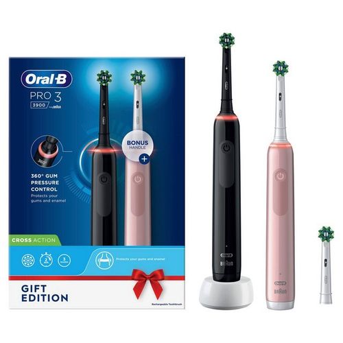 Oral B Elektrische Zahnbürste Pro 3 + 2. Handstück - Black/Pink