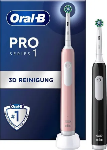 Oral-B Elektrische Zahnbürste PRO Series 1 Doppelpack, Aufsteckbürsten: 2 St., Drucksensor