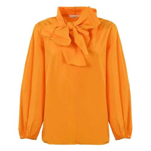 Orange Bow Bluse für Damen Liviana Conti