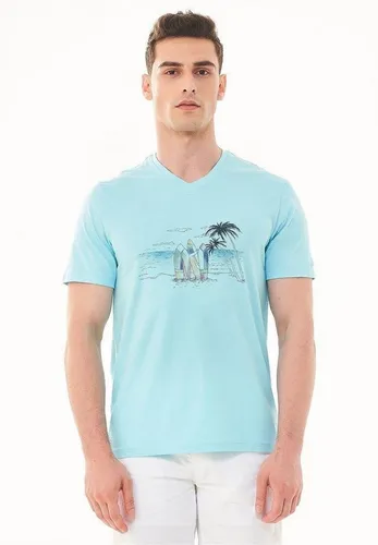 ORGANICATION T-Shirt Men's Printed V-neck T-shirt in Mint