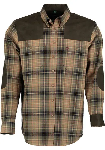 OS-Trachten Outdoorhemd Andayo Langarm Jagdhemd mit Lederimitateinsatz