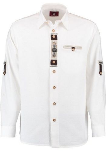 OS-Trachten Trachtenhemd »Glexor« Langarmhemd mit Edelweiß-Zierteile auf der Knopfleiste