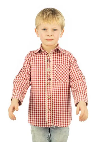 OS-Trachten Trachtenhemd Inseyo Langarm Jungen Hemd mit Stickereien auf der Knopfleiste
