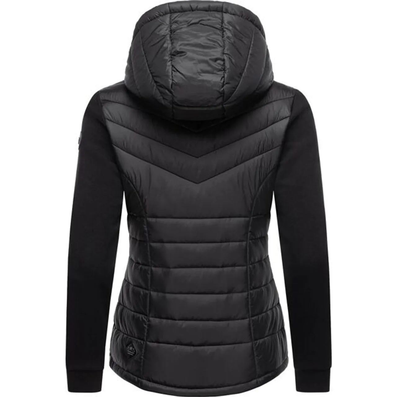 Outdoorjacke RAGWEAR "Sandrra" Gr. XS (34), schwarz (black) Damen Jacken Kurze Steppjacke aus modernem Materialmix mit Kapuze