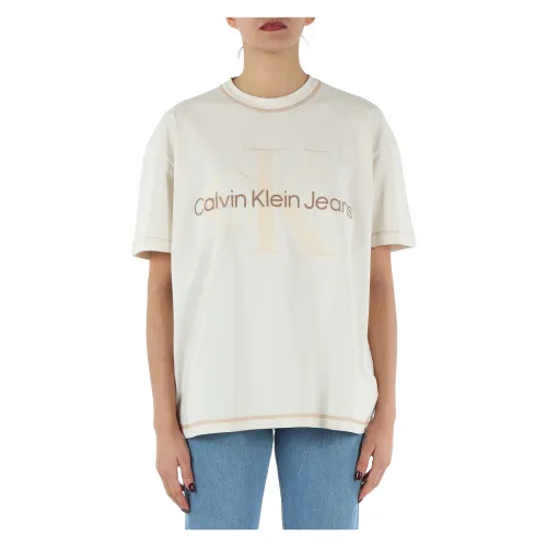 Oversize T-Shirt aus Baumwolle mit gesticktem Logo Calvin Klein Jeans