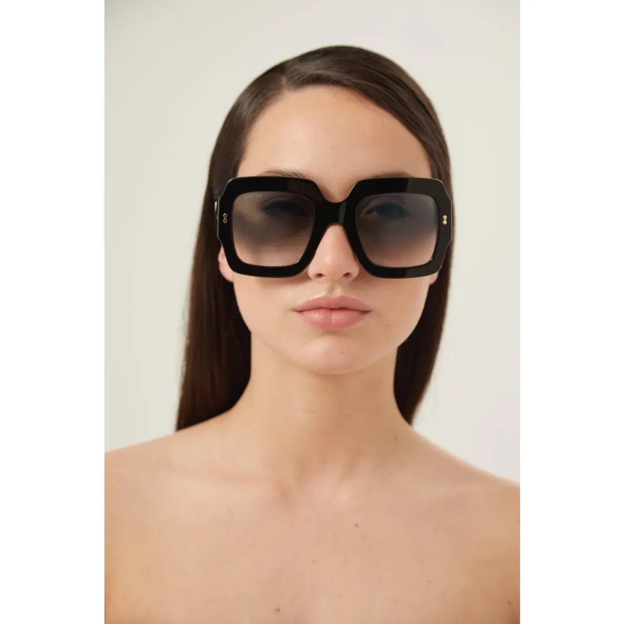 Oversized quadratische nachhaltige schwarze Sonnenbrille Gucci
