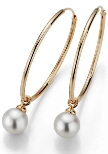 Paar Creolen ADRIANA "R142" Ohrringe Gr. 30, Silber 925 (Sterlingsilber)-Perlen, rosegold (roségoldfarben, weiß) Damen Creolen