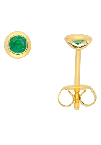 Paar Ohrhänger ADELIA´S "1 585 Gold Ohrringe / Ohrstecker mit Smaragd" Gr. Damen, Gelbgold 585, grün Damen Ohrhänger