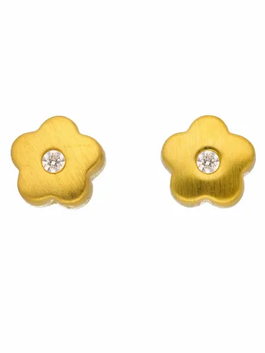 Paar Ohrhänger ADELIA´S "333 Gold Ohrringe Ohrstecker Blüte mit Zirkonia" Gr. Damen, Gelbgold 333, goldfarben (gold) Damen Ohrhänger