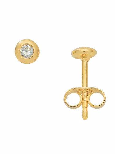 Paar Ohrhänger ADELIA´S "585 Gold Ohrringe Ohrstecker mit Diamant Brillant Ø 4,1 mm" Gr. Damen, 0,1 ct VVS = sehr sehr kleine Einschlüsse, Gelbgold 58...