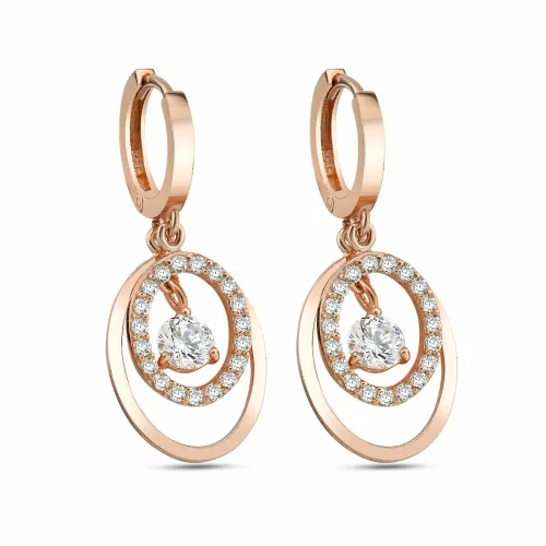 Paar Ohrhänger DKENIZ "925/- Sterling Silber rosévergoldet Royal Ohrring" Ohrringe Gr. ONE-SIZE, Silber 925 (Sterlingsilber), rosa (rosé, weiß) Damen...