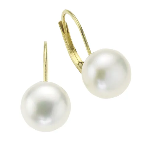 Paar Ohrhänger FASCINATION BY ELLEN K. "585 Gold Perle weiß 8-8,5mm" Ohrringe Gr. ONE-SIZE, Gold, weiß (weiß, weiß) Damen Ohrhänger