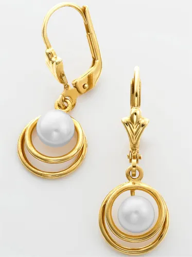 Paar Ohrhänger LADY Ohrringe Gr. Perle ct, Perlen, goldfarben (gelbgold 375) Damen Ohrhänger