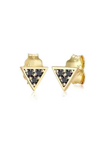 Paar Ohrstecker ELLI DIAMONDS "Dreieck Geo Black Diamant (0.09 ct) 375er Gelbgold" Ohrringe Gr. OneSize, 0.09 ct P1 = bei 10-facher Vergrößerung erken...