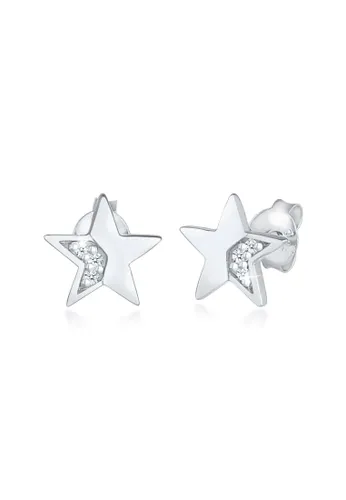 Paar Ohrstecker ELLI DIAMONDS "Stern Star Diamanten (0.03 ct) Stecker 925 Silber" Ohrringe Gr. OneSize, 0.006 carat ct P1 = bei 10-facher Vergrößerung...