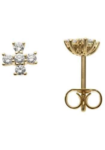 Paar Ohrstecker FIRETTI "Schmuck Geschenk Gold 585 Ohrschmuck Kreuz" Ohrringe Gr. 0,25 ct P2 = erkennbare Einschlüsse, Gelbgold 585-Diamanten, gelb (g...
