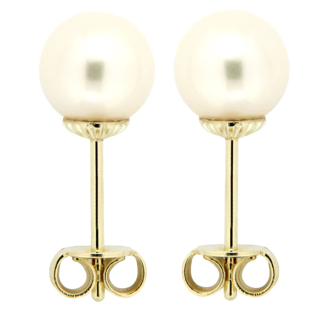 Paar Ohrstecker OROLINO "Gold 585 Perle weiß 6,5-7mm" Ohrringe Gr. ONE-SIZE, Gold, weiß (weiß, weiß) Damen Ohrstecker