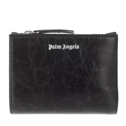 Palm Angels Portemonnaie - Crinkle Leather Zip Wallet Black White - Gr. unisize - in Schwarz - für Damen