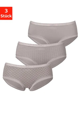 Panty LASCANA Gr. 40/42, 3 St., grau (taupe) Damen Unterhosen Spar-Sets