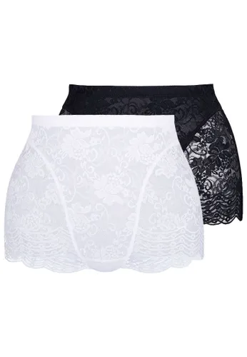 Panty SASSA Gr. 85, 2 St., schwarz-weiß (weiß, schwarz) Damen Unterhosen Panties mit Spitzeneinsatz