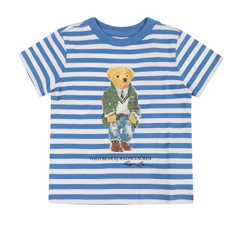 Paris Bear Blaues Strick T-Shirt Ralph Lauren