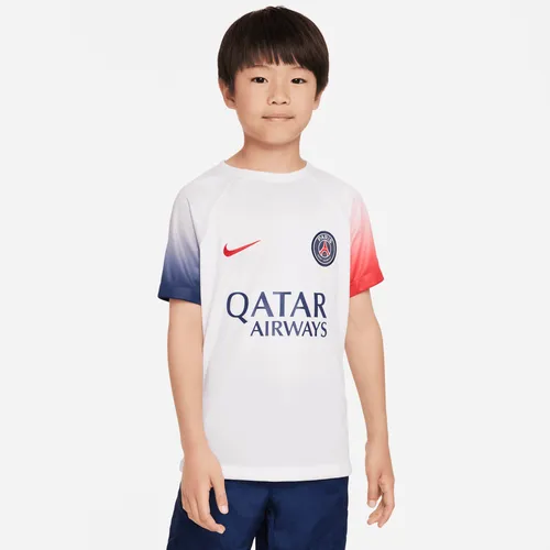 Paris Saint-Germain Academy Pro Away Nike Dri-FIT Pre-Match-Fußballoberteil für ältere Kinder - Weiß