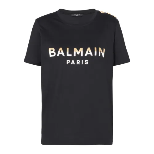 Paris T-Shirt mit Knöpfen Balmain