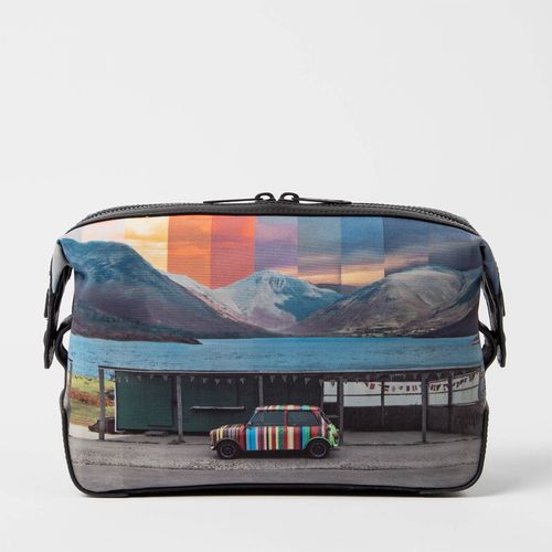 Paul Smith Graphic Print Shell and Leather Wash Bag