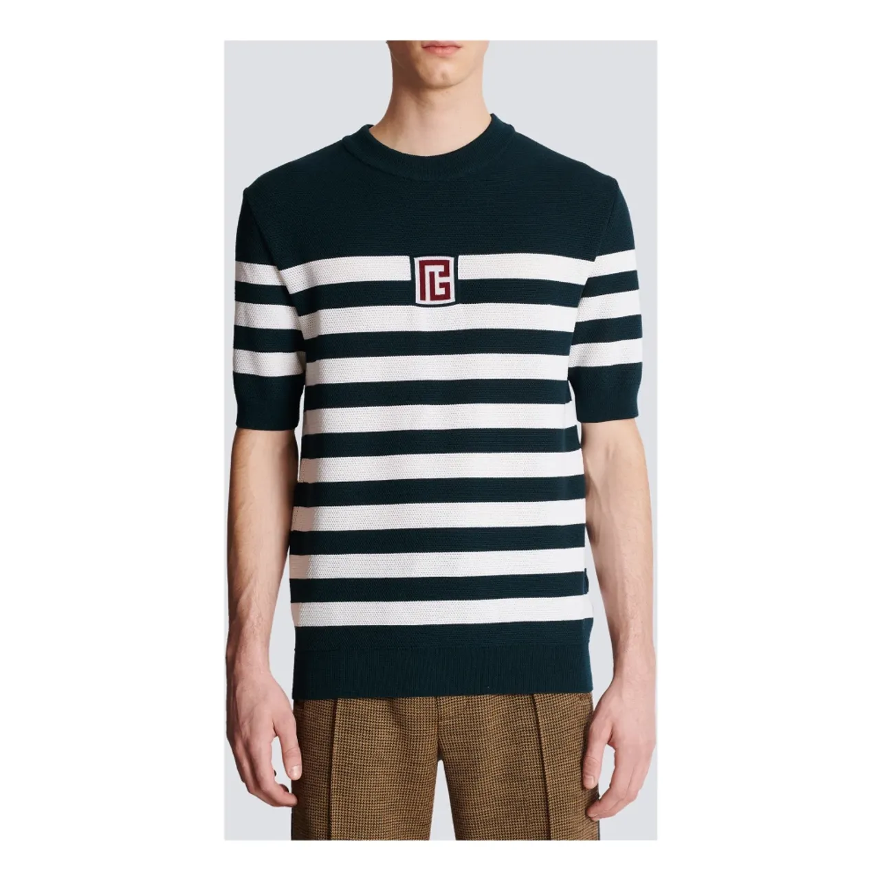 PB striped T-Shirt,Gestreiftes T-Shirt Balmain