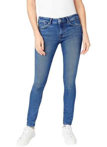 Pepe Jeans Damen Jeans Regent - Skinny Fit - Blau - Medium Dark Wiser