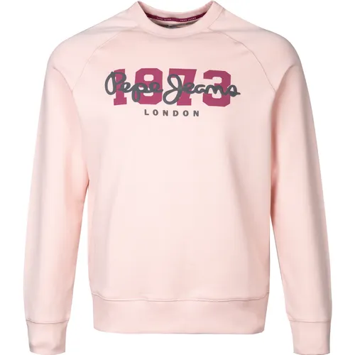 Pepe Jeans Herren Sweatshirt rosa Baumwolle Logo und Motiv