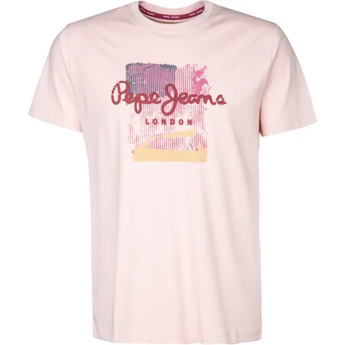 Pepe Jeans Herren T-Shirt rosa Baumwolle