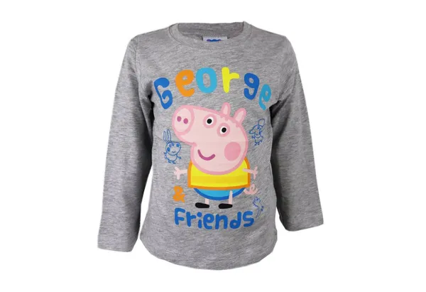 Peppa Pig Langarmshirt George Friend Kinder Shirt Gr. 92 bis 116, Grau