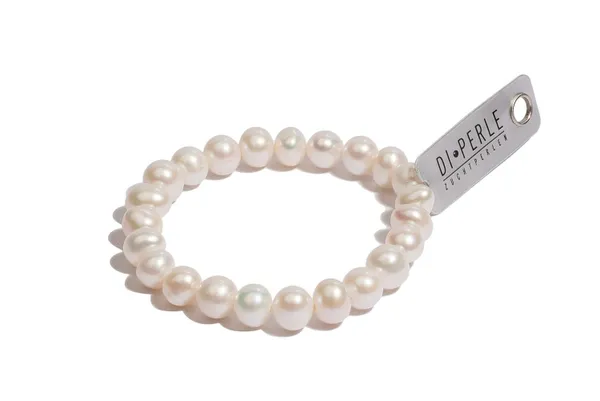 Perlenarmband DI PERLE "Damen Perlenschmuck Süsswasser Perlen Armband ( 19 cm )" Armbänder Gr. 19, Edelstahl, weiß Damen Perlenarmbänder