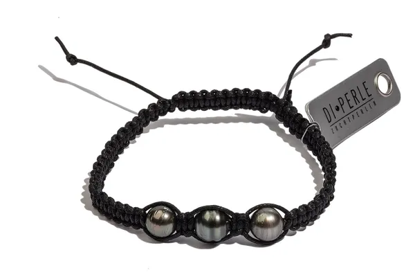 Perlenarmband DI PERLE "Damen Perlenschmuck Tahiti Perlen Armband ( 21 cm )" Armbänder Gr. 21, Edelstahl, schwarz (00. jan) Damen Perlenarmbänder