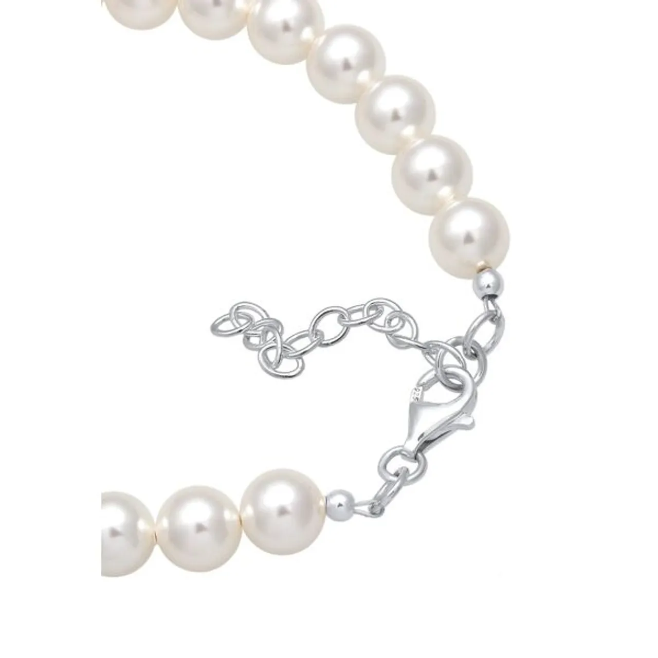 Perlenarmband ELLI "Imitationsperlen 925 Silber" Armbänder Gr. 19 cm, ohne Stein, Silber 925 (Sterlingsilber), weiß (weiß, weiß) Damen Perlenarmbänder