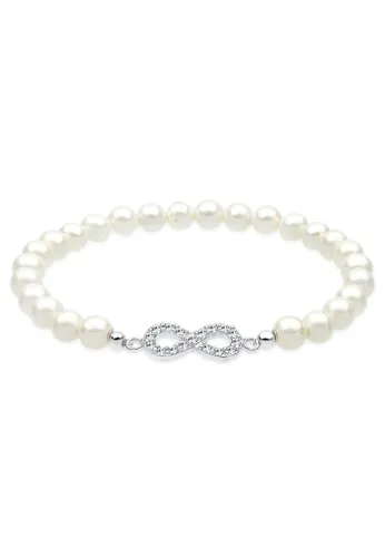 Perlenarmband ELLI "mit Perlen und Infinity aus Kristalle" Armbänder Gr. 18 cm, ohne Stein, Silber 925 (Sterlingsilber), weiß (weiß, weiß) Damen Perle...