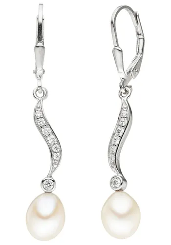 Perlenohrringe JOBO Ohrringe Gr. Silber 925 (Sterlingsilber)-Perlen, silberfarben (silber 925) Damen Perlenohrringe