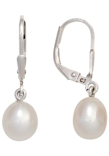 Perlenohrringe JOBO Ohrringe Gr. Silber 925 (Sterlingsilber)-Perlen, silberfarben (silber 925) Damen Perlenohrringe