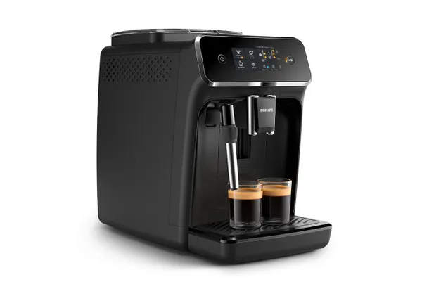 Philips Kaffeevollautomat EP2225/10 2200 Series, mit 2 leckeren Kaffeespezialitäten, klassischem Milchaufschäumer und SensorTouch Oberfläche, Schwarz
