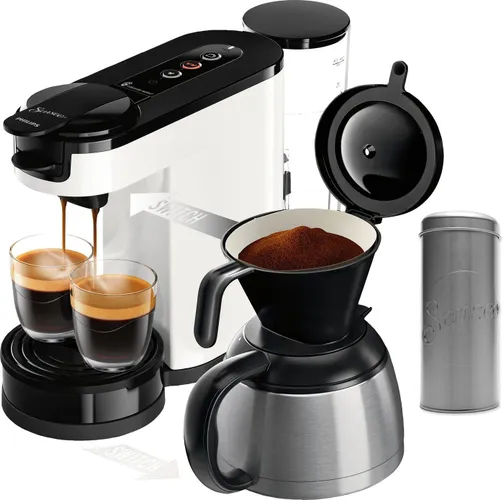 Philips Senseo Kaffeepadmaschine Switch HD6592/04, 1l Kaffeekanne, inkl. Kaffeepaddose im Wert von 9,90 € UVP