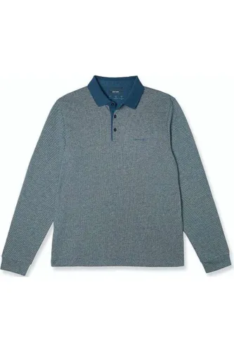Pierre Cardin Modern Fit Longsleeve Poloshirt blau, Gemustert