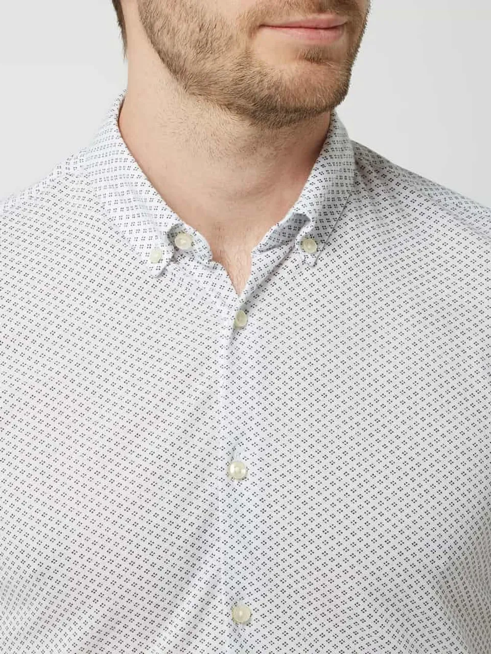 Pierre Cardin Slim Fit Business-Hemd aus Piqué mit kurzem Arm - 'Futureflex' in Weiss