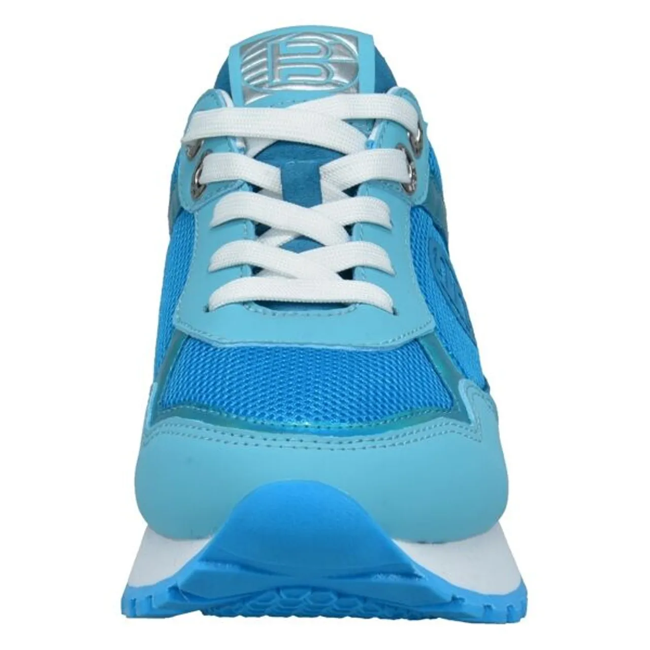 Plateausneaker BAGATT Gr. 41, blau (blau, hellblau) Damen Schuhe Sneaker modische Metallic-Einsätzen, Freizeitschuh, Halbschuh, Schnürschuh