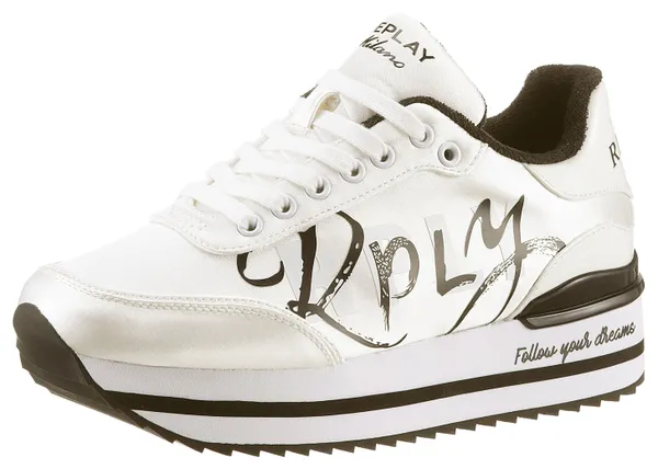 Plateausneaker REPLAY "NEW PENNY EMERY" Gr. 37, schwarz-weiß (weiß, schwarz) Damen Schuhe Sneaker