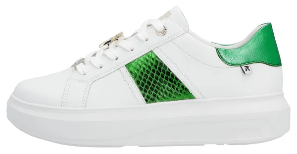 Plateausneaker RIEKER EVOLUTION Gr. 38, grün (weiß, grün) Damen Schuhe Sneaker mit stylischen Metallic-Details, Freizeitschuh, Halbschuh, Schnürschuh