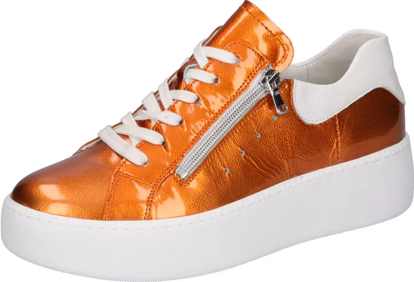Plateausneaker WALDLÄUFER "H-NICKY" Gr. 6,5, orange (orange, weiß) Damen Schuhe Sneaker