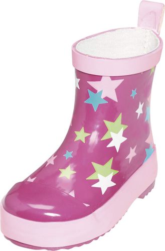 Playshoes Jungen Kinder Halbschaft-Gummistiefel aus Naturkautschuk, Trendige Unisex Regenstiefel mit Reflektoren, mit Sternen-Muster, pink,